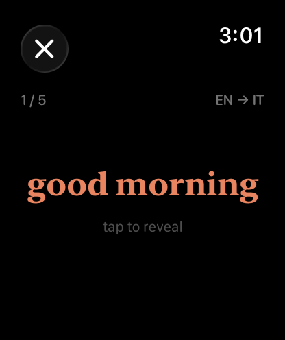 Verbora flashcard on Apple Watch